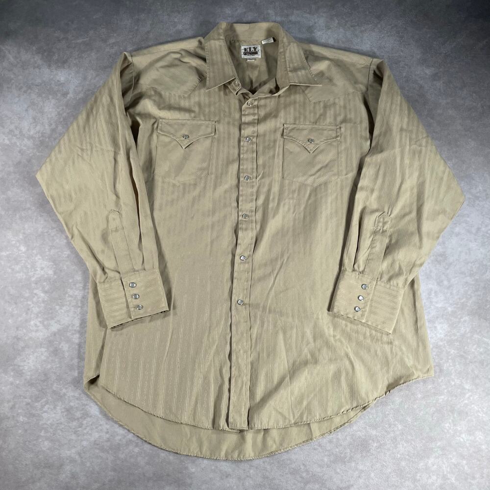 Vintage Ely Cattleman Tan Snap Long Sleeve Button Down 2XL